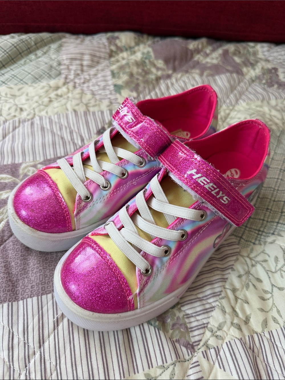 Heelys Kids Pink Glitter & Pastel Tie-Dye Light-Up Sneakers